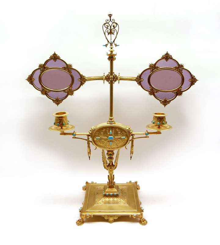 Empire French silver gilt library lamp